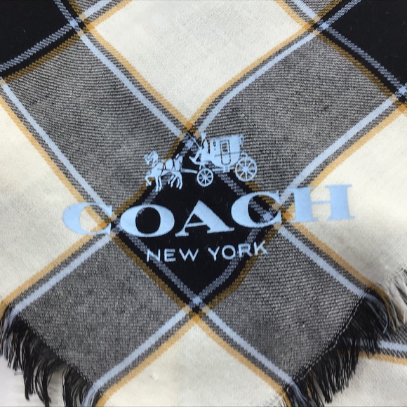 COACH NEW YORK Horse & Carriage Wool Plaid Scarf - Picture 2 of 8